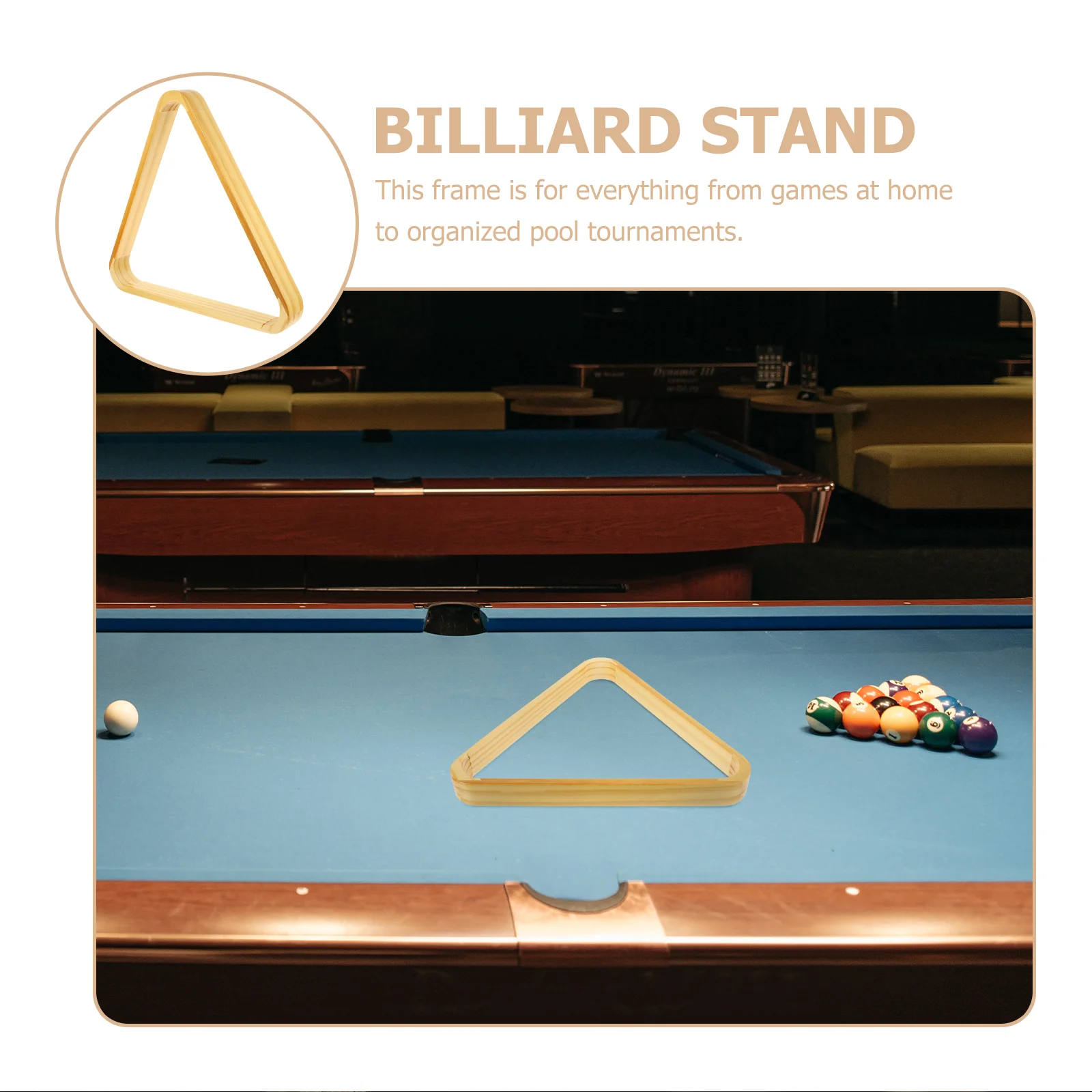 Billiard Frame Pool Table Rack Tripod Balls Organized Tournaments Triangle Racks Retro Style Wood