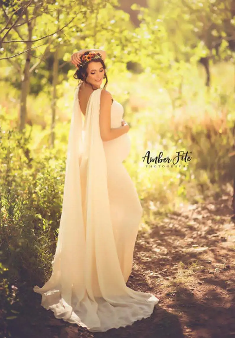 Maternity Photography Flowing Chiffon Floor-Length Dress Clothes for Pregnant Women Youth Pregnancy