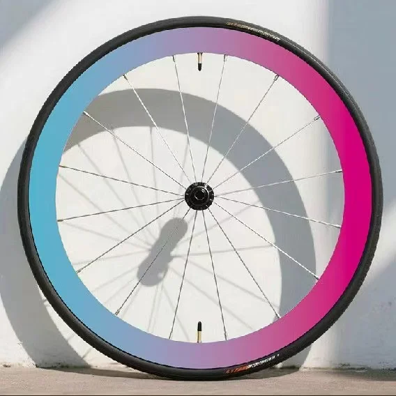 16Pcs/Set Color Gradient Bike Rim Decals Waterproof Vinyl Stickers for Road Bicycle Carbon Wheel Rims Easy Apply DIY Cycling