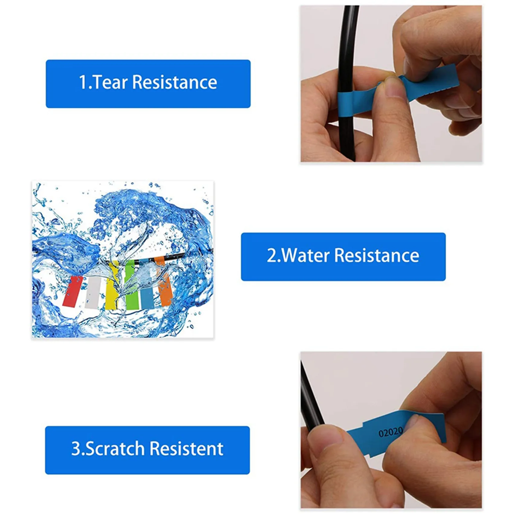 THIVN-1080Pcs/18 Sheets Cable Labels Tags Cable Markers Self Adhesive Cable Labels Waterproof Tear Resistant Wire Labels