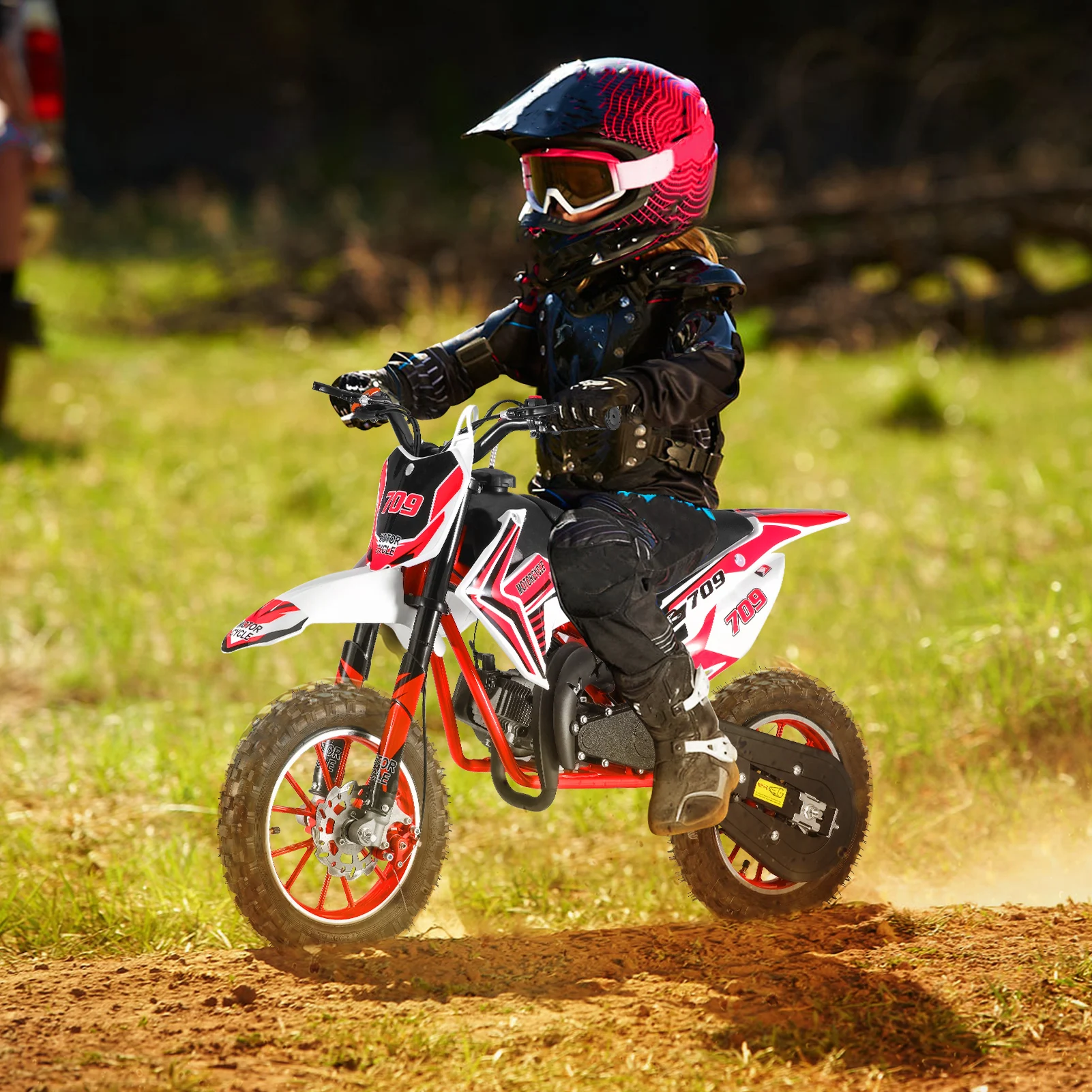Off Road Mini Motorcycle 49cc 2-Stroke Kids Dirt Bike Gas Power Motocross Pocket Motorbike with Front Rear Disc Brakes