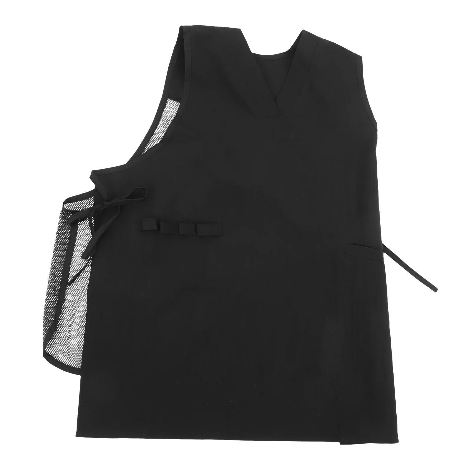

V Neck Mesh Back Apron Sleeveless For Kitchen Cooking Barber Hairdresser Salon Workwear Protective Apron Home Daily Use