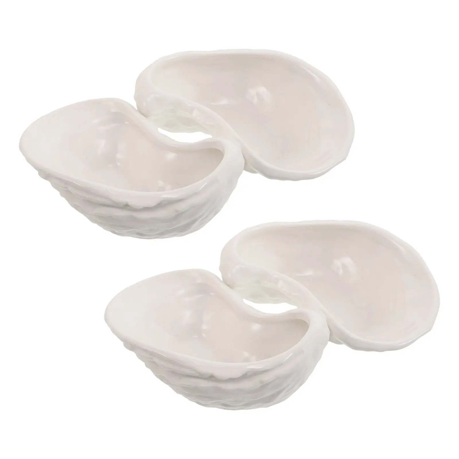 

4Pcs Japanese Sushi Sashimi Plate Decorative Ceramic Oyster Shells Serving Platter for Seafood Sashimi Oysters Grilling Baking