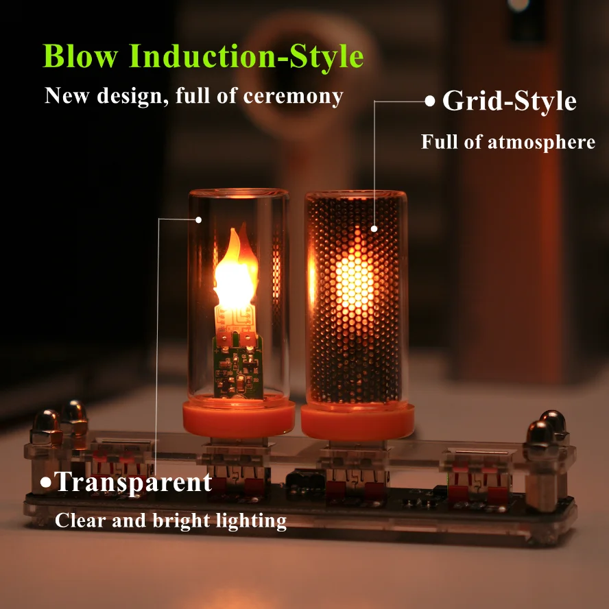 Blow Control USB LED Flame Filament Flashing Candle Light Frosted Clear Glass Night Light for Car Home Room Laptop PC Decoration