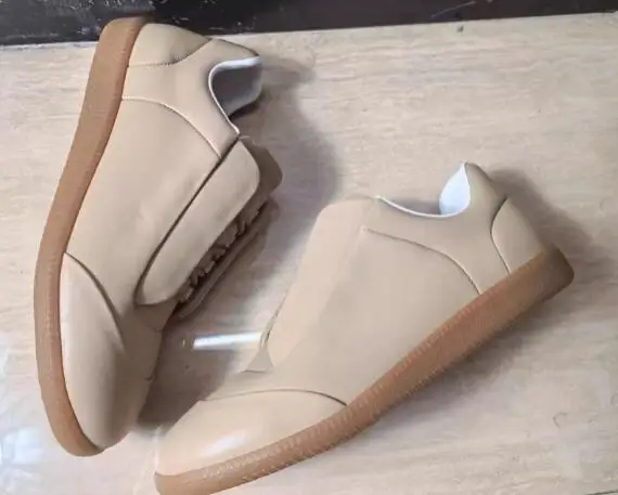 Size 47 Man Beige Red Black White Solid Genuine Leather Round Toe Low Top Flat Sneakers Male Slip On Running Training Shoes