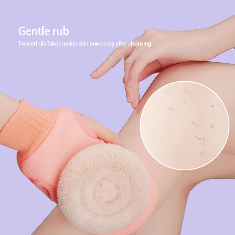 Baño dos en uno para limpieza corporal exfoliante, manopla para frotar la piel muerta, guantes para ducha, cepillo corporal, toalla, masaje corporal de espuma para Spa