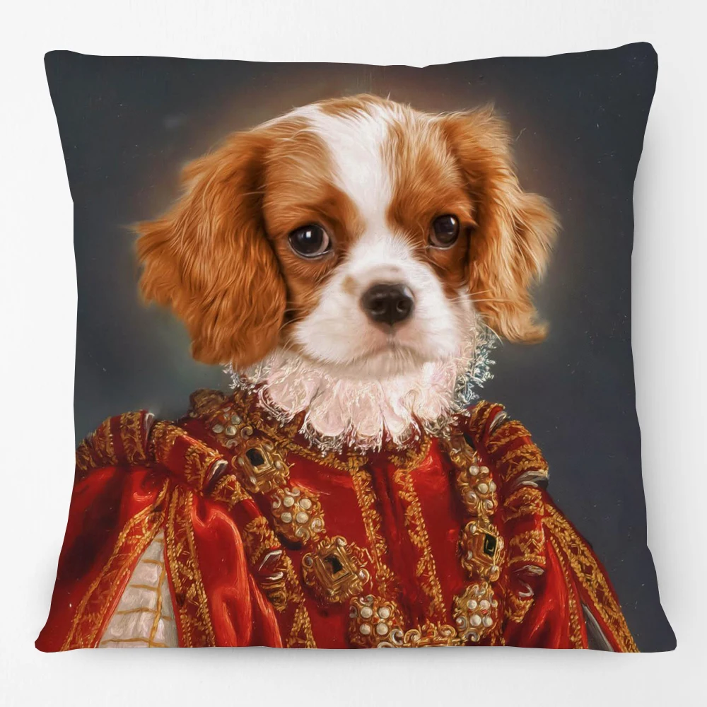 European Royal Dog Cosplay Suit Animals Portrait Poster Cushion Covers Pillowcase for Sofa view 6