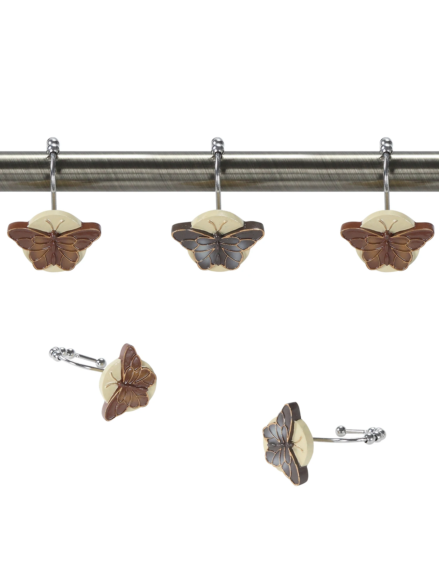 

Decorative Bath Curtain Hooks European Sle Smooth Ring Hook Set of 2 Creative Design Resin Material for Home Bat...