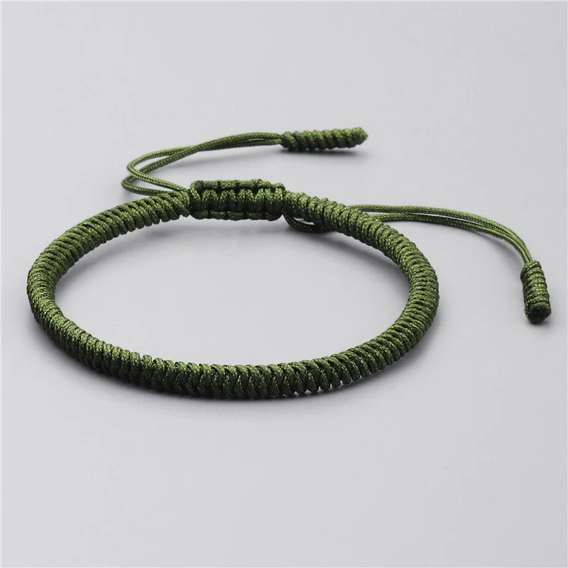 Handmade Green Color Knot Bracelet Women Men Tibetan Buddhist Knots Rope Bracelet Lucky Charm Bracelets & Bangles Gift