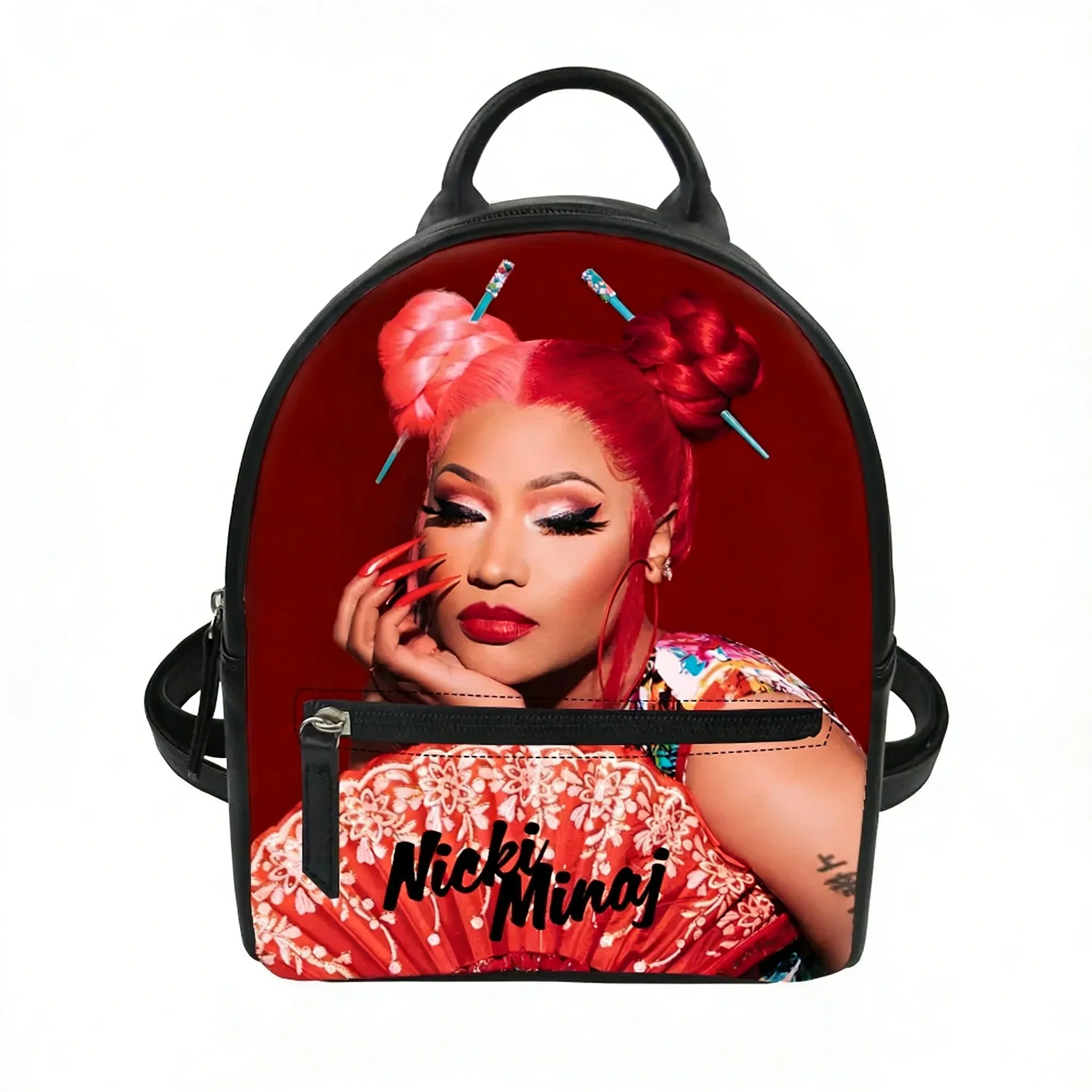 

Hot Rapper N-Nicki Minaj Custom Backpack Purse Carter Schoolbags Double Shoulder Bag Mini Daypack Leather Leisure Travel Bag
