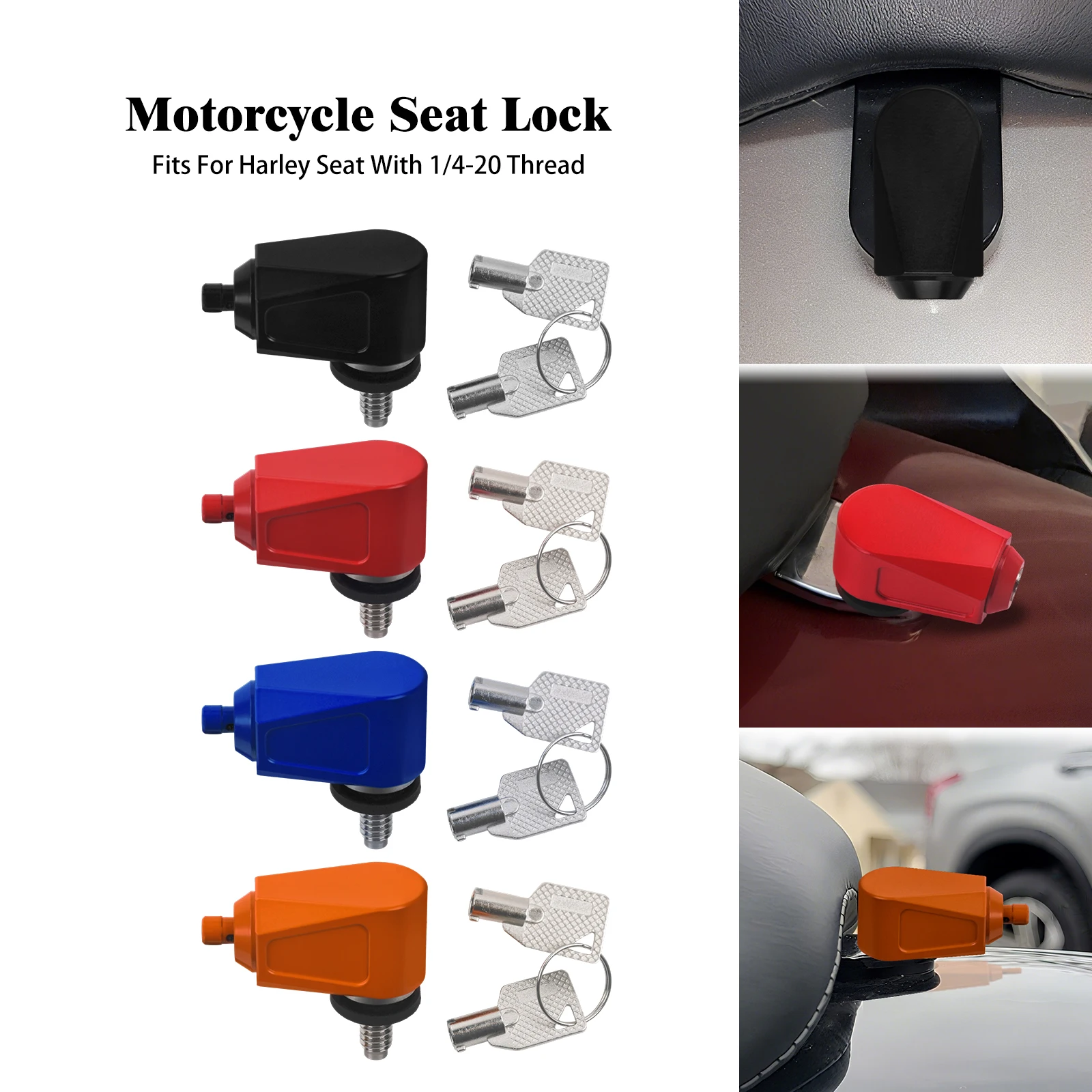 Motorcycle Seat Lock Anti Theft Seat Screw Bolt With 1/4-20 Thread Fasteners For Harley Touring Softail Sportster Softail Dyna
