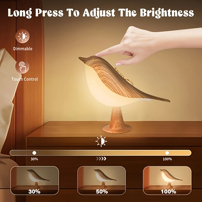Rechargeable Book Reading Lamp USB Night Light 3 Colors Touch Sensor Portable Eye Protection Nursery Lamp Aromatherapy Lighting