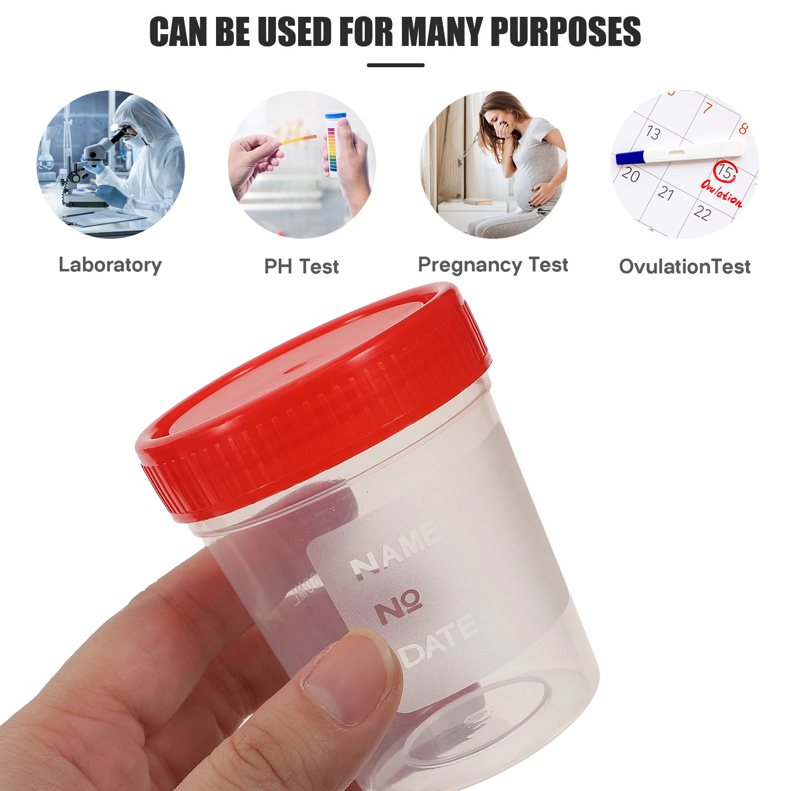 

10 Pcs Urine Cup Test Specimen Container Cups for Testing Sample with Lid Pee Lids Pill