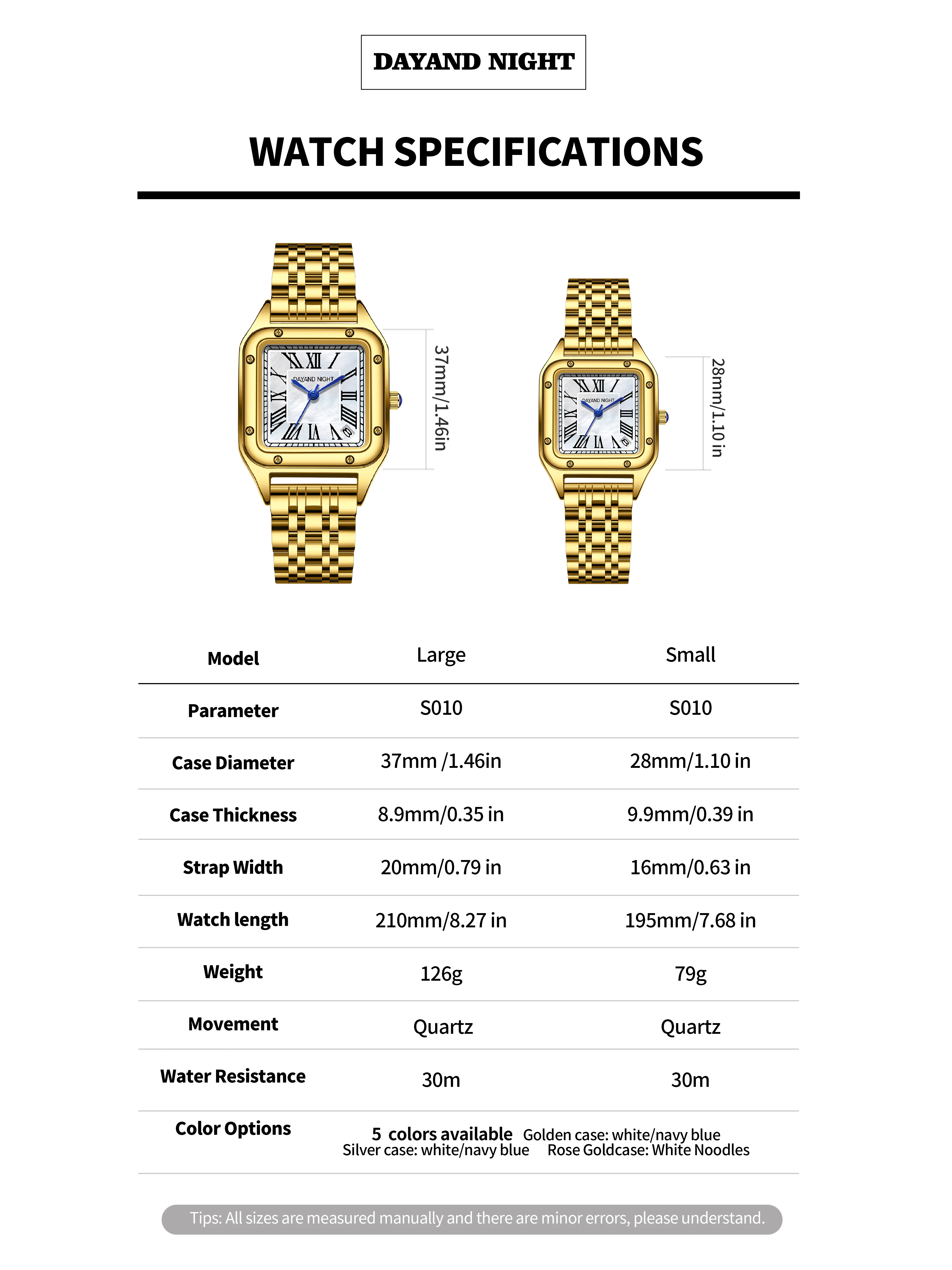 【DAYAND NIGHT】Fashion Couple's Watches: Luxury Stainless Steel Quartz Timepieces for Men and Women.