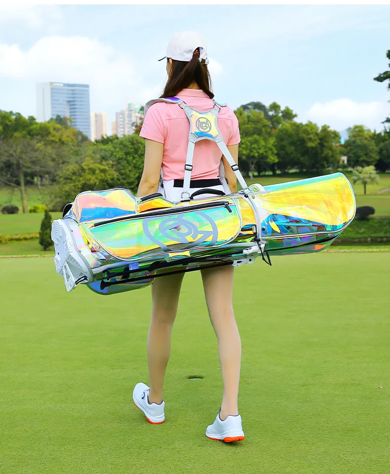 Enviar putter! golfe coreano unisex rack saco lady bracket feminino esportes clube portátil colorido transparente mochila saco tpu à prova dtágua