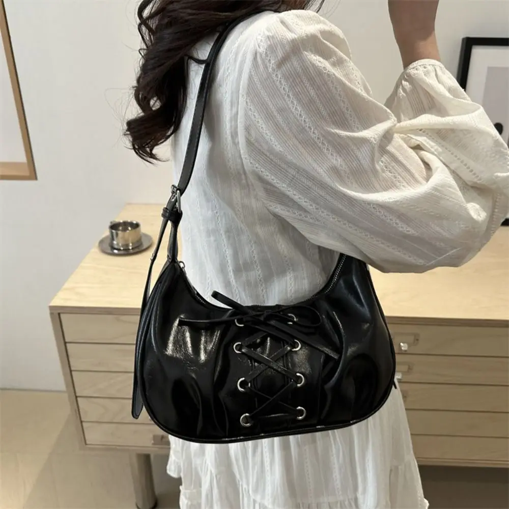 

Casual Bowknot Bow Handbag Korean Style Balletcore Bow Tie Shoulder Bag Crossbody Bag PU Leather Underarm Bag Girls