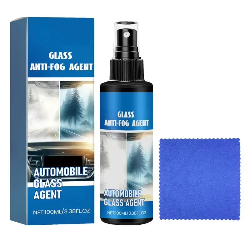 Automóvel pára-brisa defogger com toalha, agente anti-fog, filme de óleo de vidro do carro, limpador automático, suprimentos de lavagem, 100ml