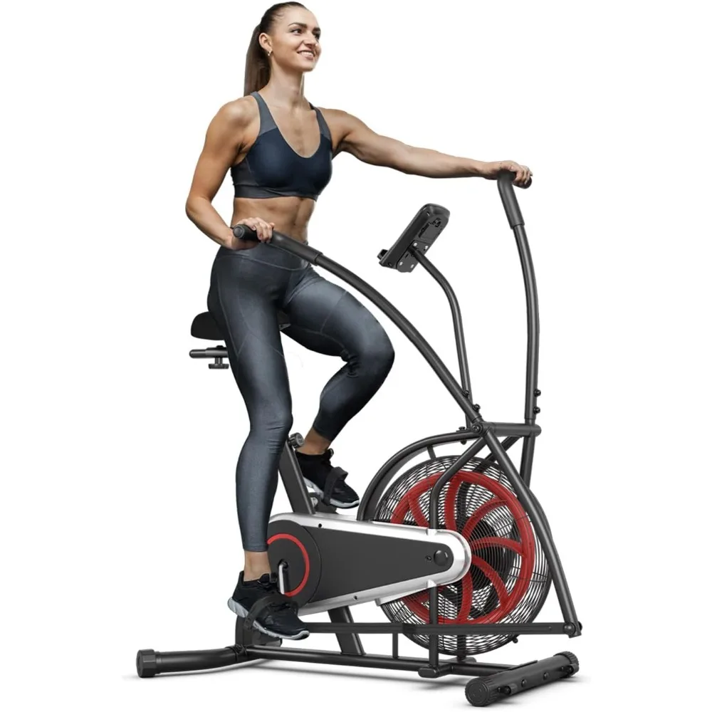 

Air Bike, Fan Exercise Bike with Unlimited Resistance, Clear LCD Display, Tablet Holder, Adjustable Seat and Built-in Wheels, F