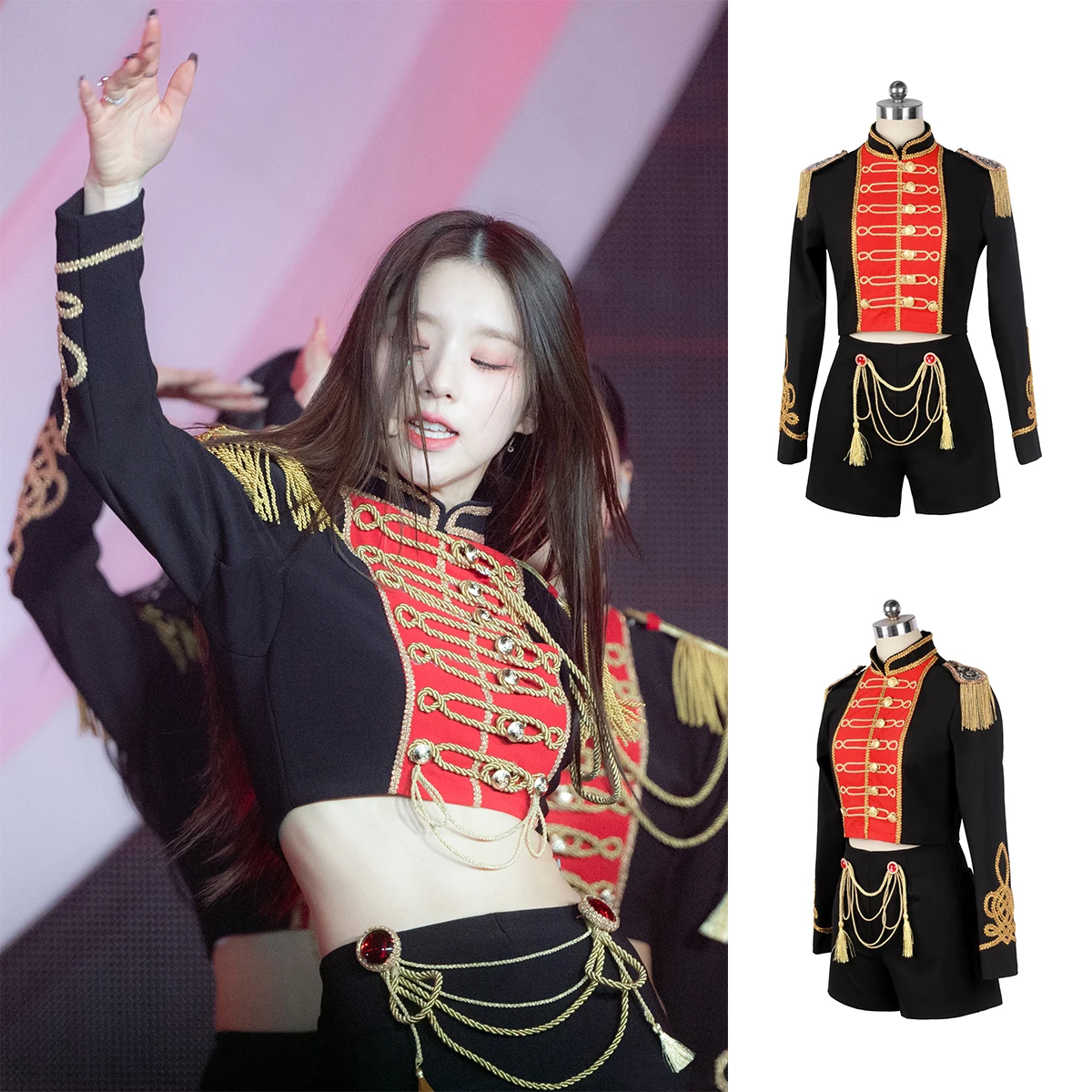 Monthly Girl Group Jazz Dance Performance Outfit Stage Costume Korean Dance Uniform Set Knitted Fabric Ethnic Stage Wear