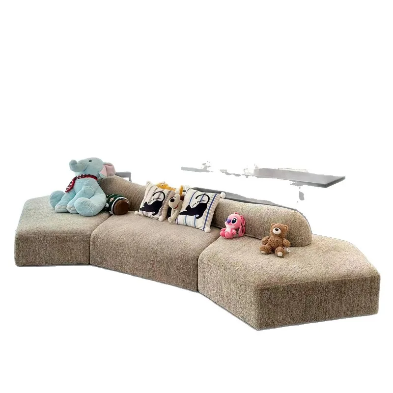 Large flat-layer special-shaped module sofa living room light luxury personalized fabric curved sofa