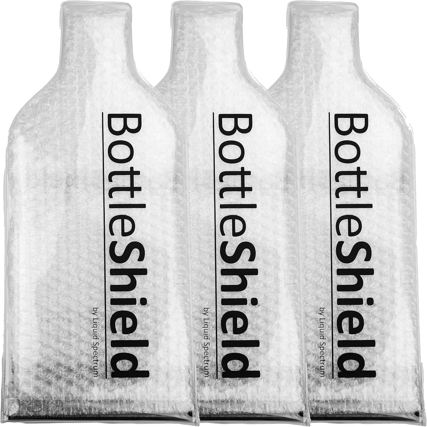 

Reusable Wine Protector Travel Bag by Bottle Shield (3-pack) - Unbreakable Bottle Sleeve, Leak Proof & Double Layer Bubble Prote