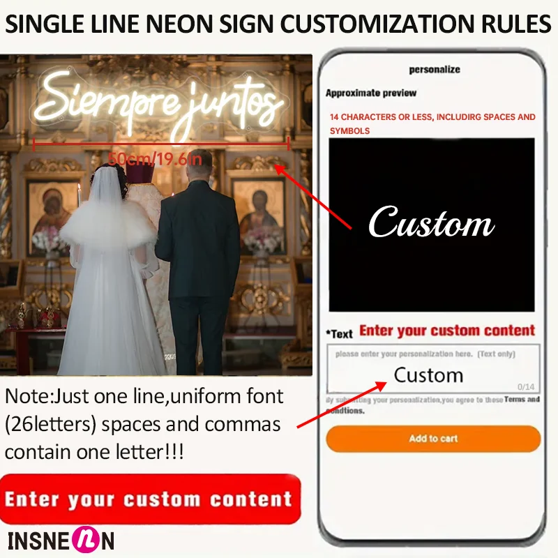 Siempreuntos sinais de néon personalizados sinais de néon espanhol sempre juntos led sinais de néon para festa de noivado de casamento decoração de parede de casa