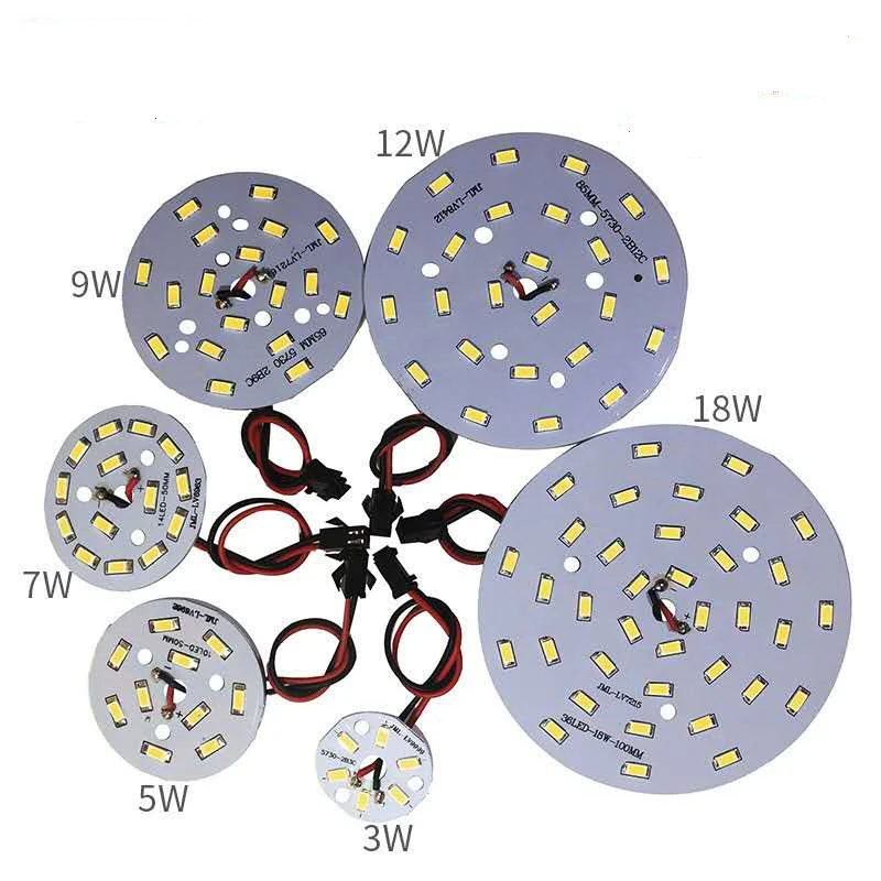 DALCAN Wysokiej Jasności LED 5730SMD Moduł Świetlny Płytka Diodowa Okrągła Transformująca Źródło Światła 3-18W 32-100MM