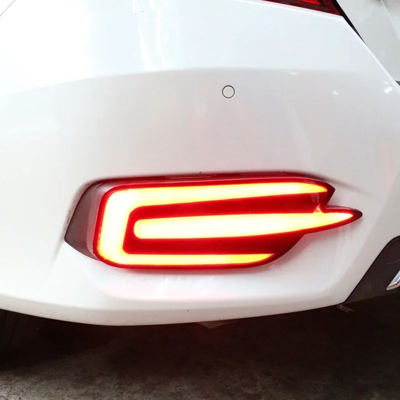 For Honda Civic Sedan 2016 2017 2018 2019 Taillights Rearcar Brake Light Reflector Reverse Lamps Car Accessory LED Bumper Lights