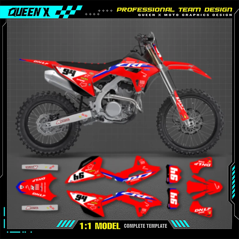 Queen X MOTOR Motorcycle Graphics Backgrounds Decals Stickers Kit For Honda CRF250RX 2022 2023 2024 CRF450RX 2021 2022 2023 2024