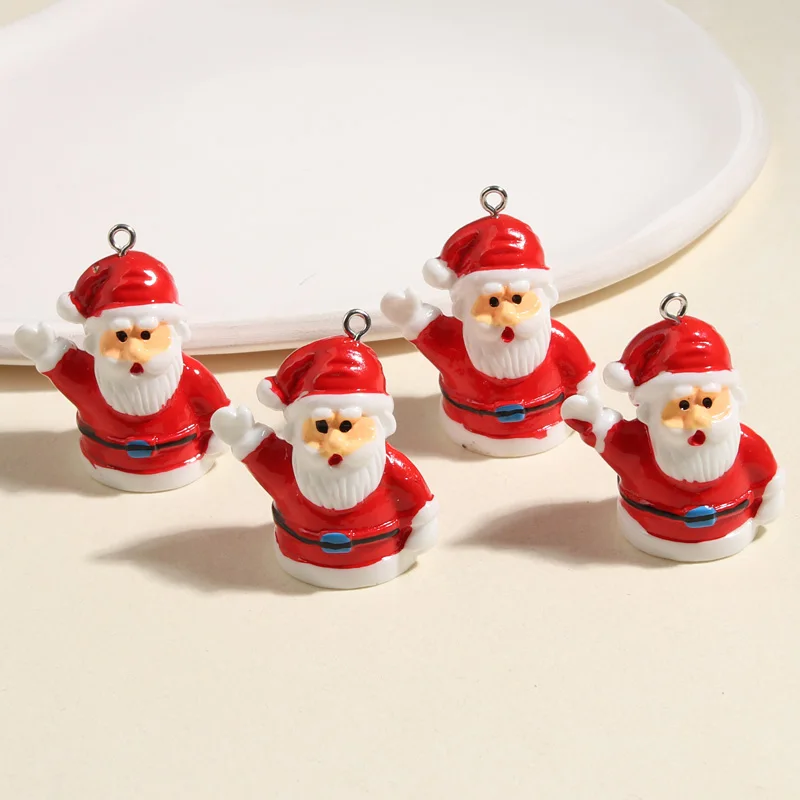 5pcs 35x29mm Cute 3D Santa Claus Charms Christmas Resin Embellishment Pendant For Hairpin Scrapbooking DIY Jewelry Accessories