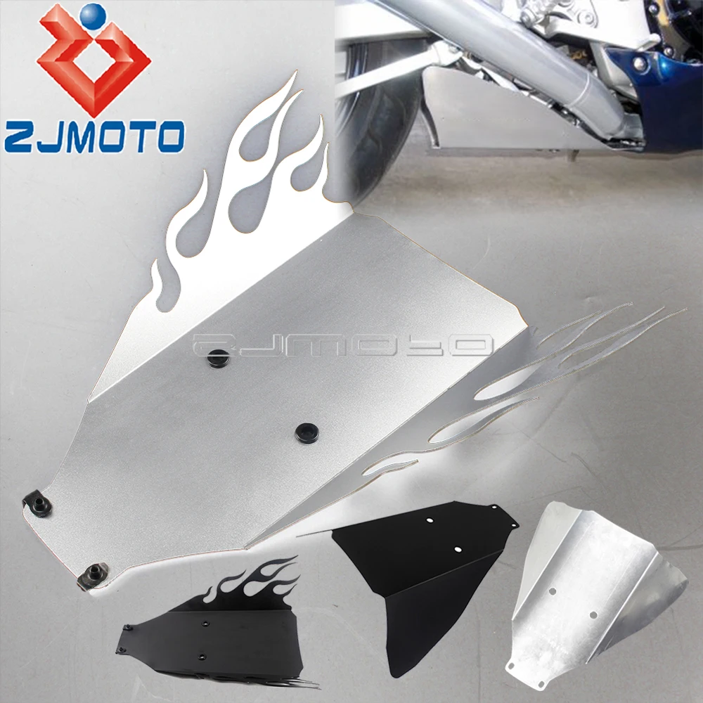 Aluminum Lower Belly Pan Cover Motorcycle Fire Flame Cowl Under Wing Chassis Guard Shield For Suzuki Hayabusa GSX 1300R 1999-07