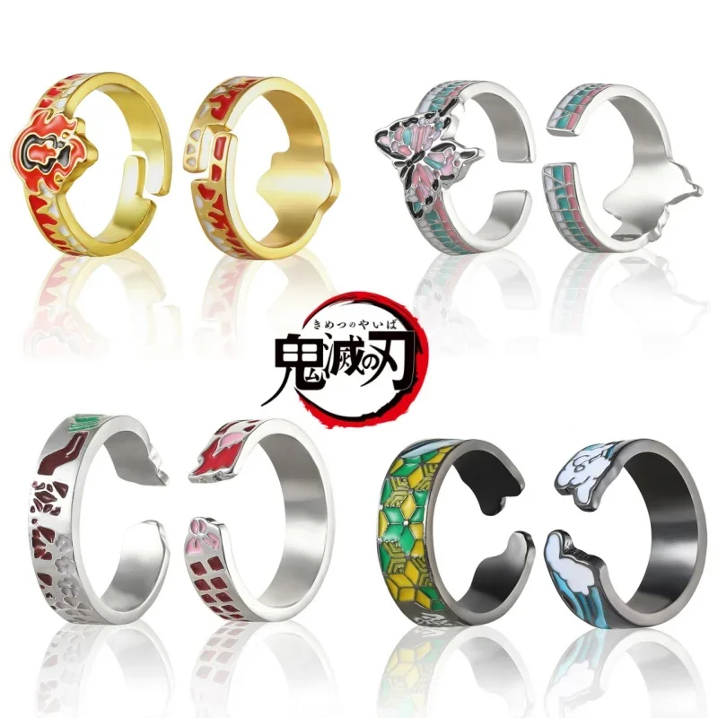 

13 Styles Demon Slayer Kimetsu No Yaiba Ring Tanjirou Mitsuri Tokitou Muichirou Adjustable Finger Rings for Women Men Jewelry