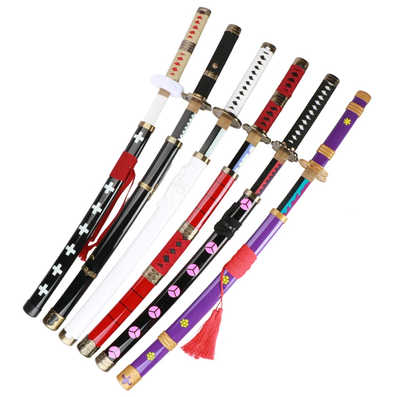 80Cm Collectible Roronoa Zoro Katana Wood Model Anime Cosplay Sword Shusui Wado lchimonji Kitetsu Samurai Toy for Gifts