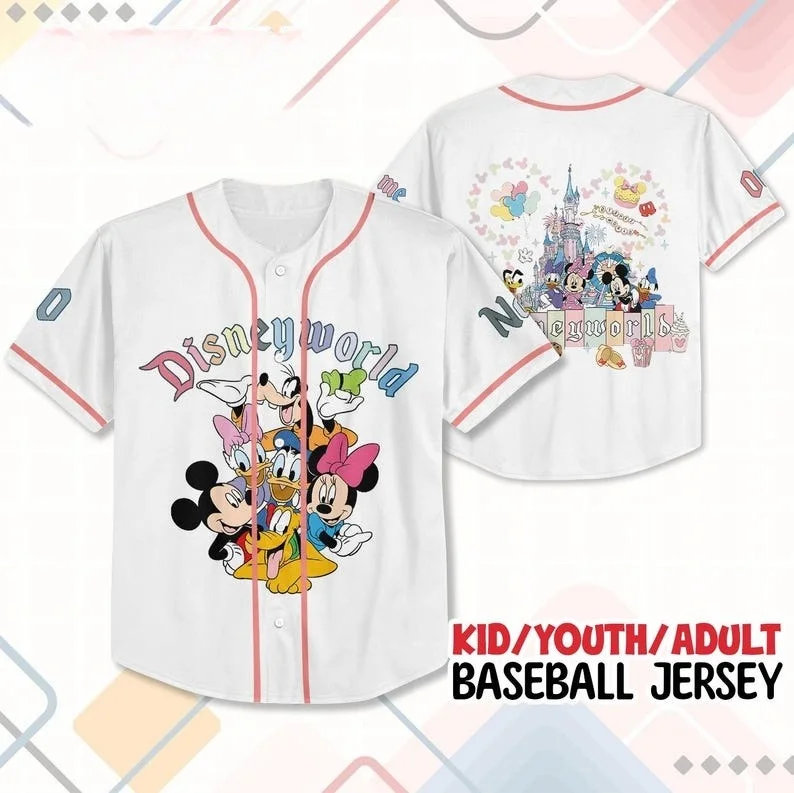 2026Disney 70th Anniversary Celebration Limited Baseball Jacket Men Women Casual Sports Quick-Dry Button-Down Shirts Kids Tshirt