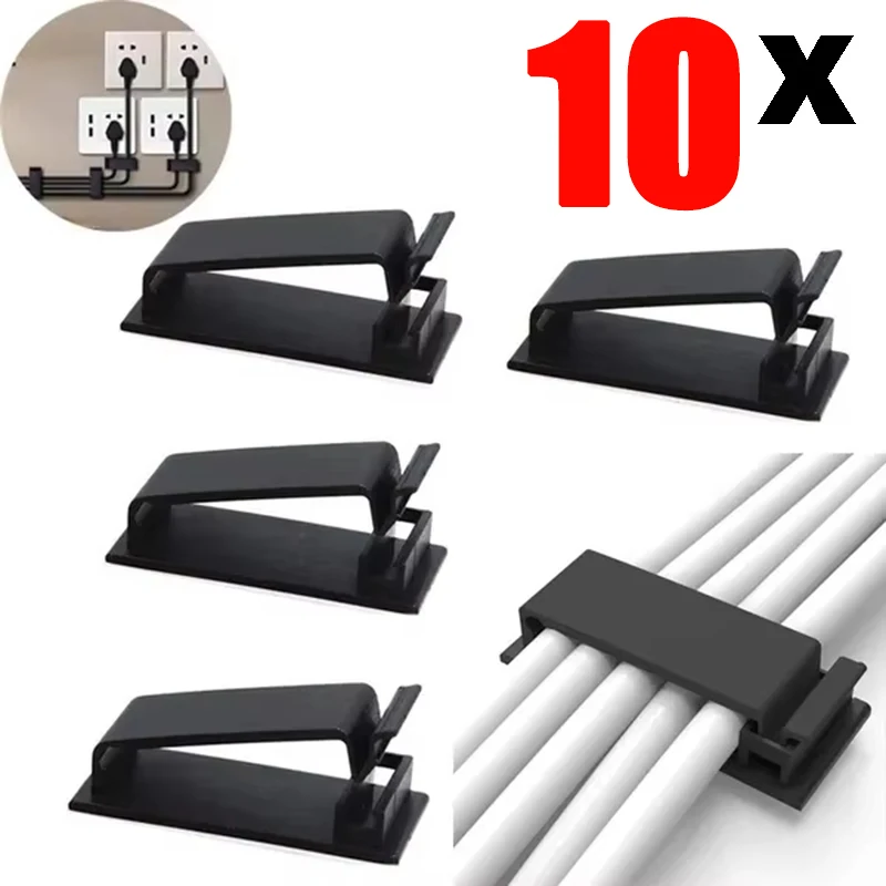 10pcs Self Adhesive Cable Management Clips Cable Organizers Wire Clips Cord Holder For TV PC Ethernet Cable under Desk Home Off