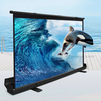 Full Screen Portable Floor Standing Pull Up Projector Screen White Fiber Glass Screen 4K For Home Theater Conference Outdoor
