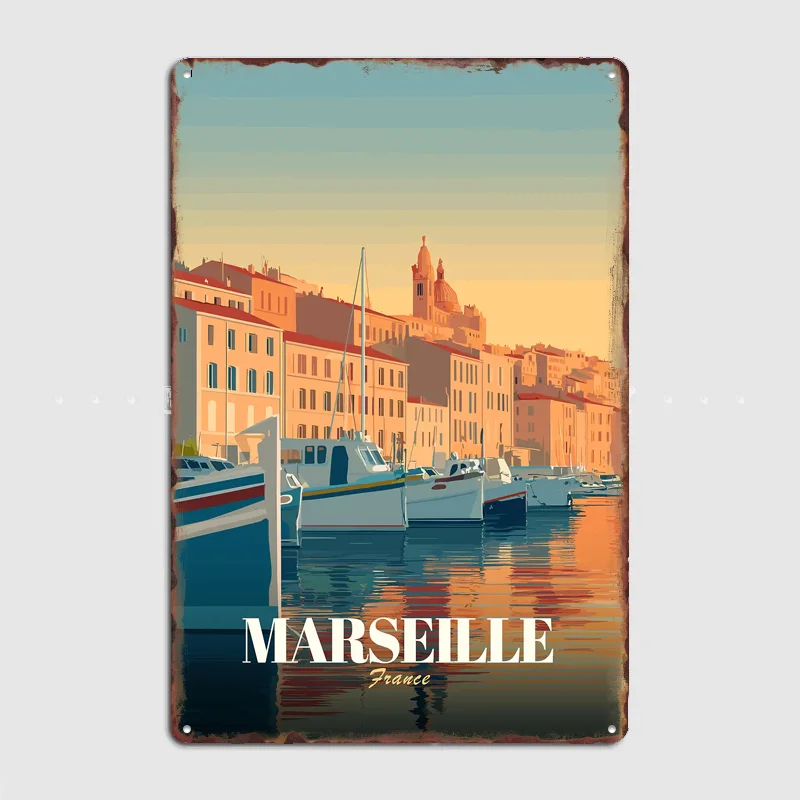 Marseille France Travel Poster Metal Sign Room Decor Life Wall Custom Bedroom Indoor Home Wall Decor Posters Room Decoration