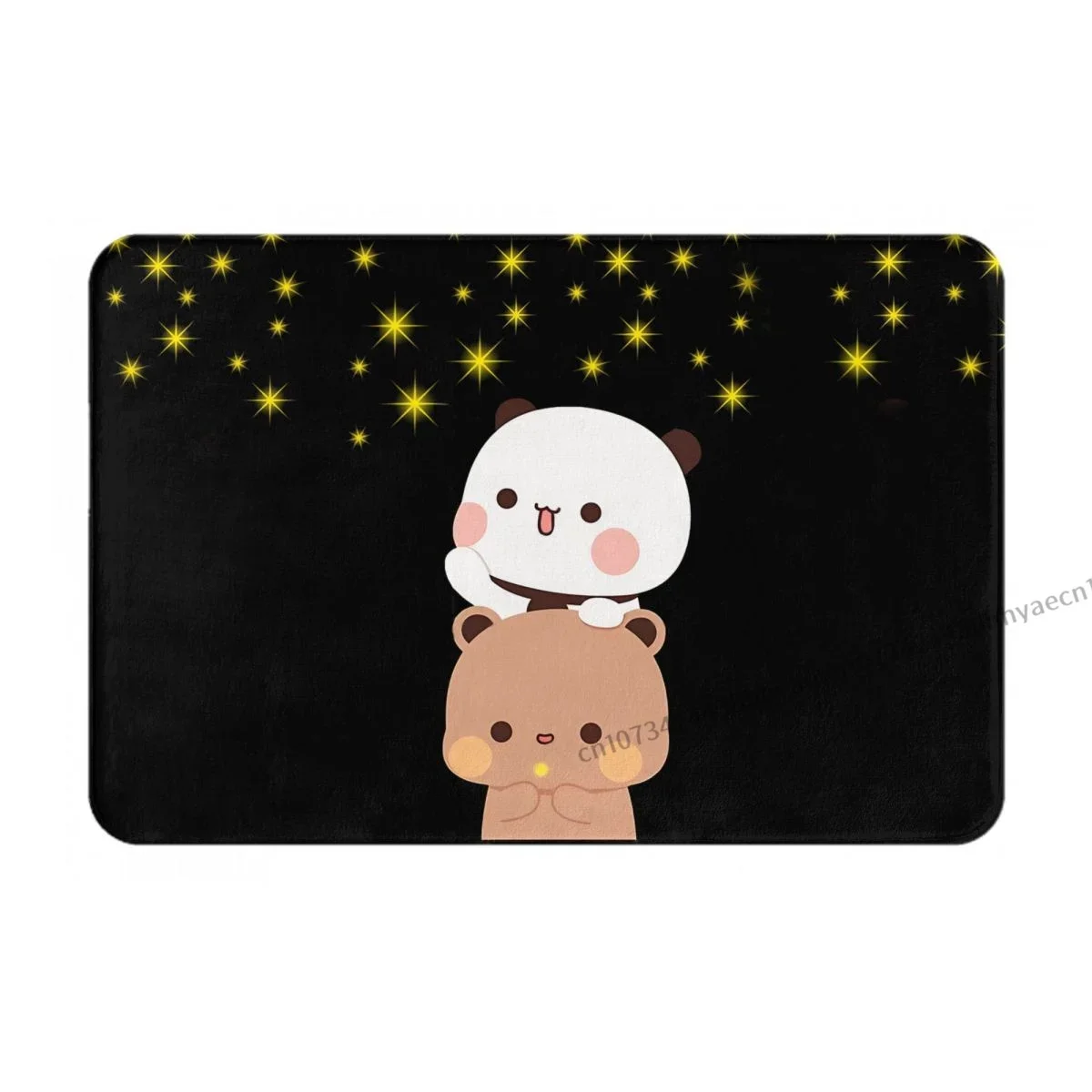 Bubu and Dudu Anime Bath Non-Slip Carpet Panda Bears Reaching The Stars Flannel Mat Welcome Doormat Home Decor Rug