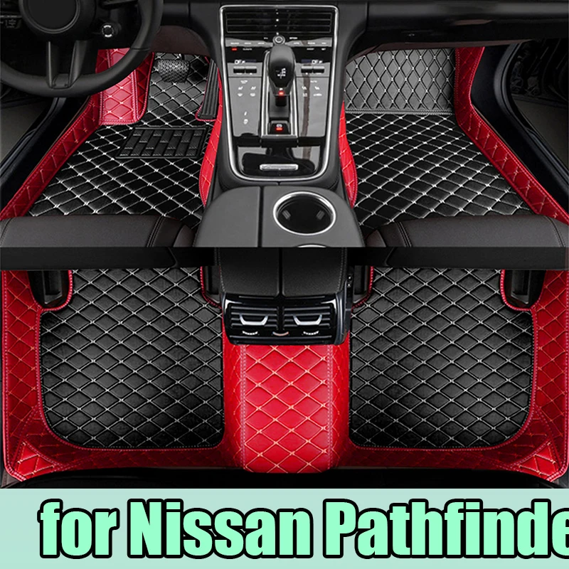 Car Floor Mats For Nissan Pathfinder R52 7seat 2014~2020 Auto Anti-dirt Pad leather Mat Rugs Pad Interior Parts Car Accessories