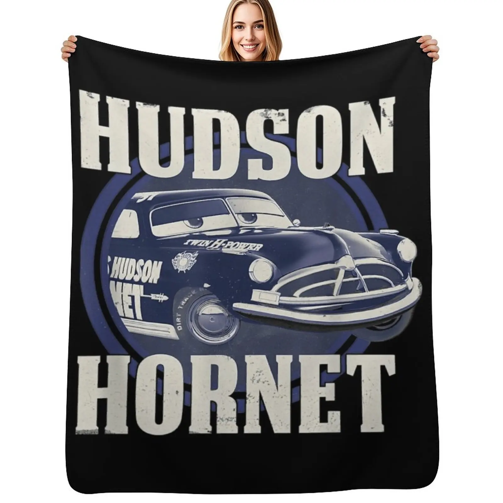 

Hudson Hornet Badge Graphic Throw Blanket Luxurious Soft Fuzzy Blanket for Sofa Bed