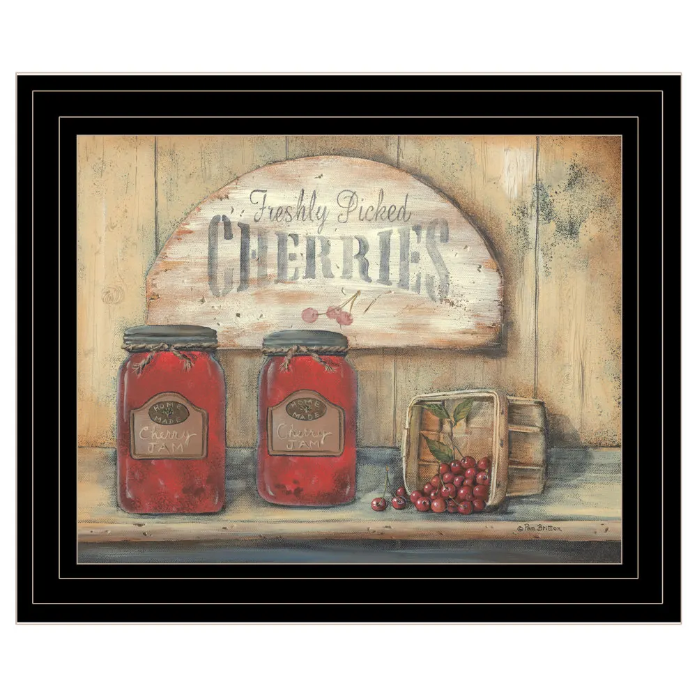 

Pam Britton CHERRY JAM Framed Print Black Frame Ready to Hang Handcrafted Fade Resistant Modern Wall Art for Home Decor