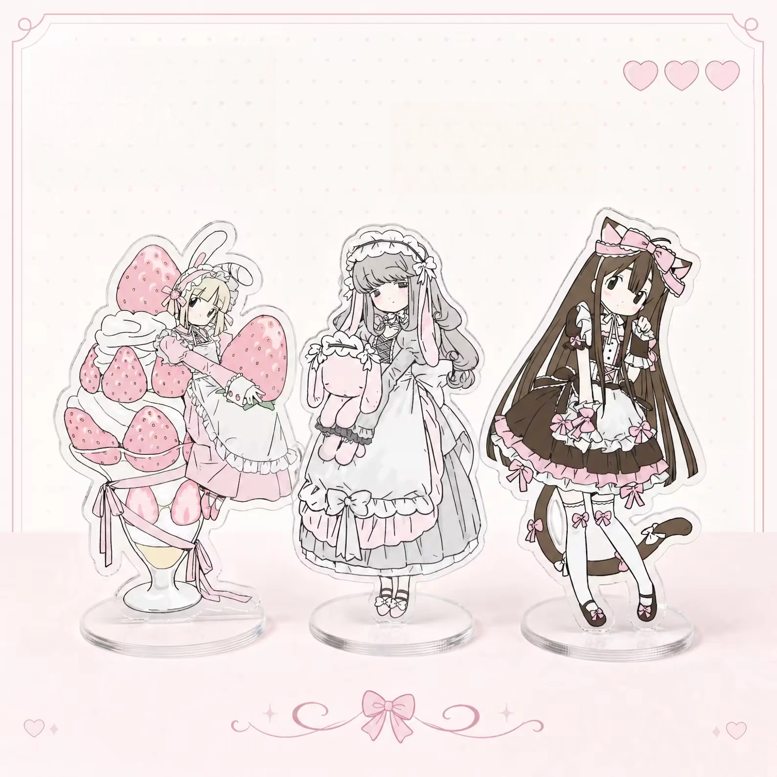 SweetG Cute Anime Double Acrylic Stand Cat Girl & Bunny Girl Display Kawaii Bag Accessory Personalized Christmas Gift Idea