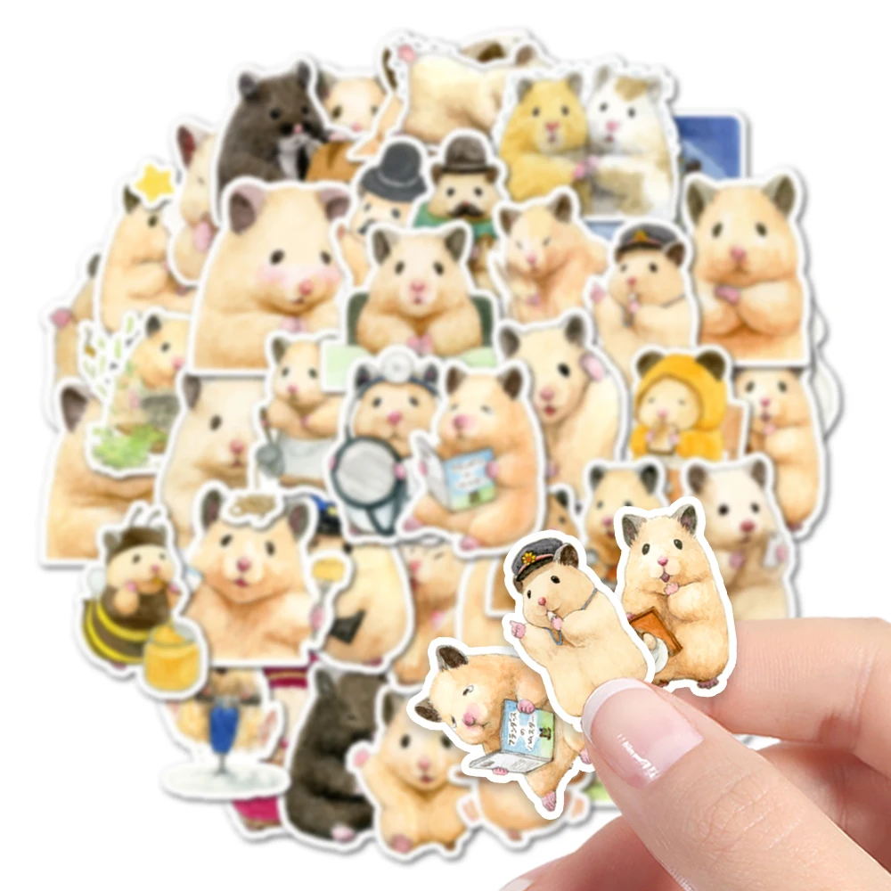 40pcs Little Hamster Stickers Can Be Used To Decorate Phone Cases,Helmets,Water Bottles,Luggage,Refrigerators,Etc., Self-Pasting