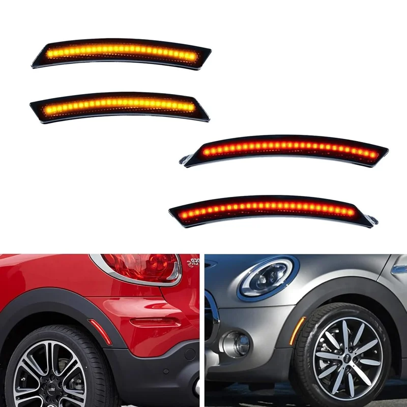 LED Side Marker Lights Front and Rear Red Bumper Marker Lamps for 2008-2014 MINI Cooper R55 R56 R57 R58 R59 R60 R61 Reflectors