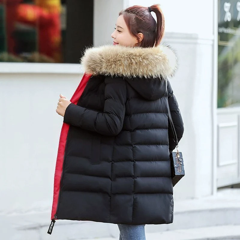 Ladies Winter Clothes Women Fur Collar Hooded Jacket Girls Casual Warm Jackets Female Can Be Worn on Both Sides Clothes BVA1341