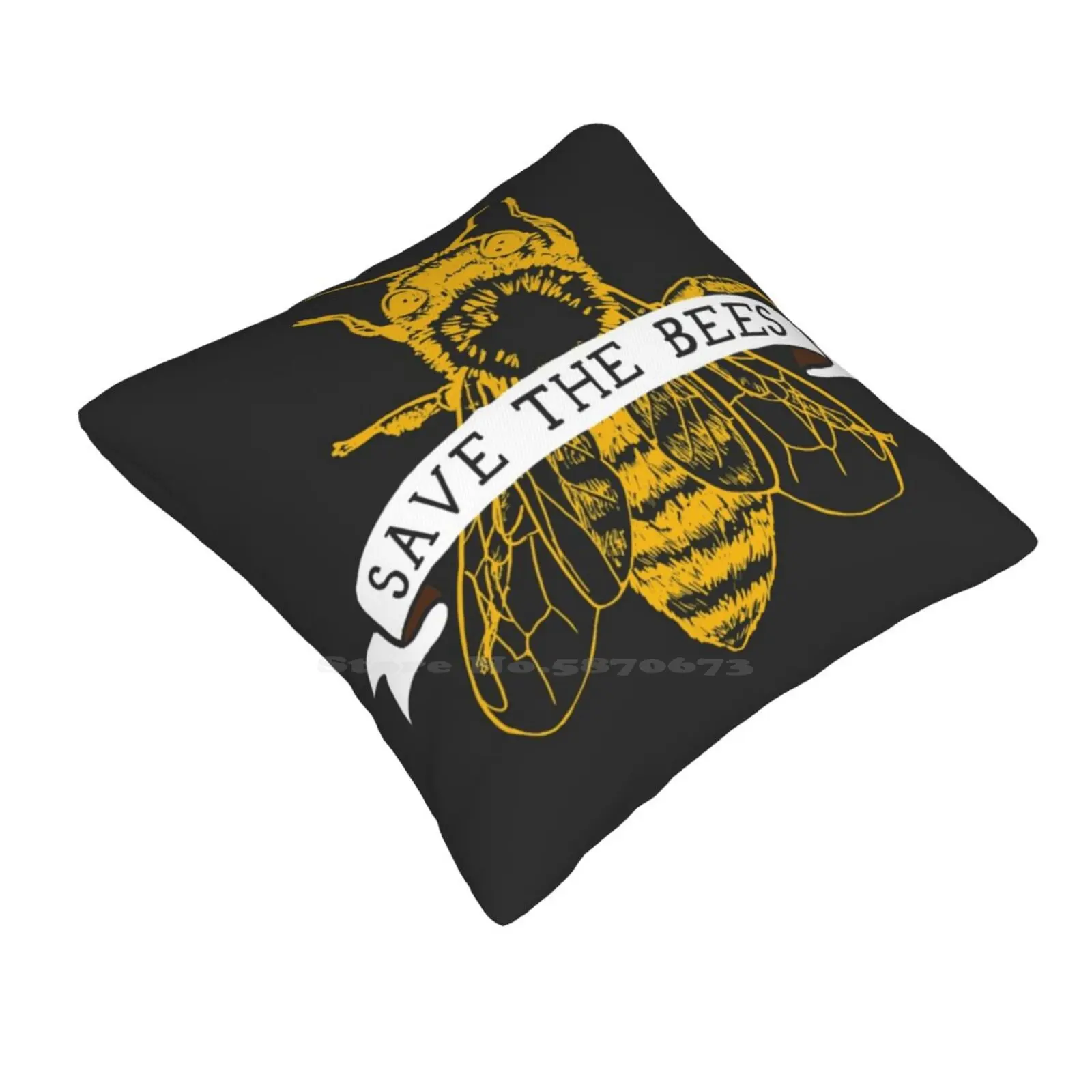 Save The Bees! ( Dark ) Bedroom Office Hug Pillowcase Veganism Animal Rights Ethical Animals Honeybee Health Food Animal