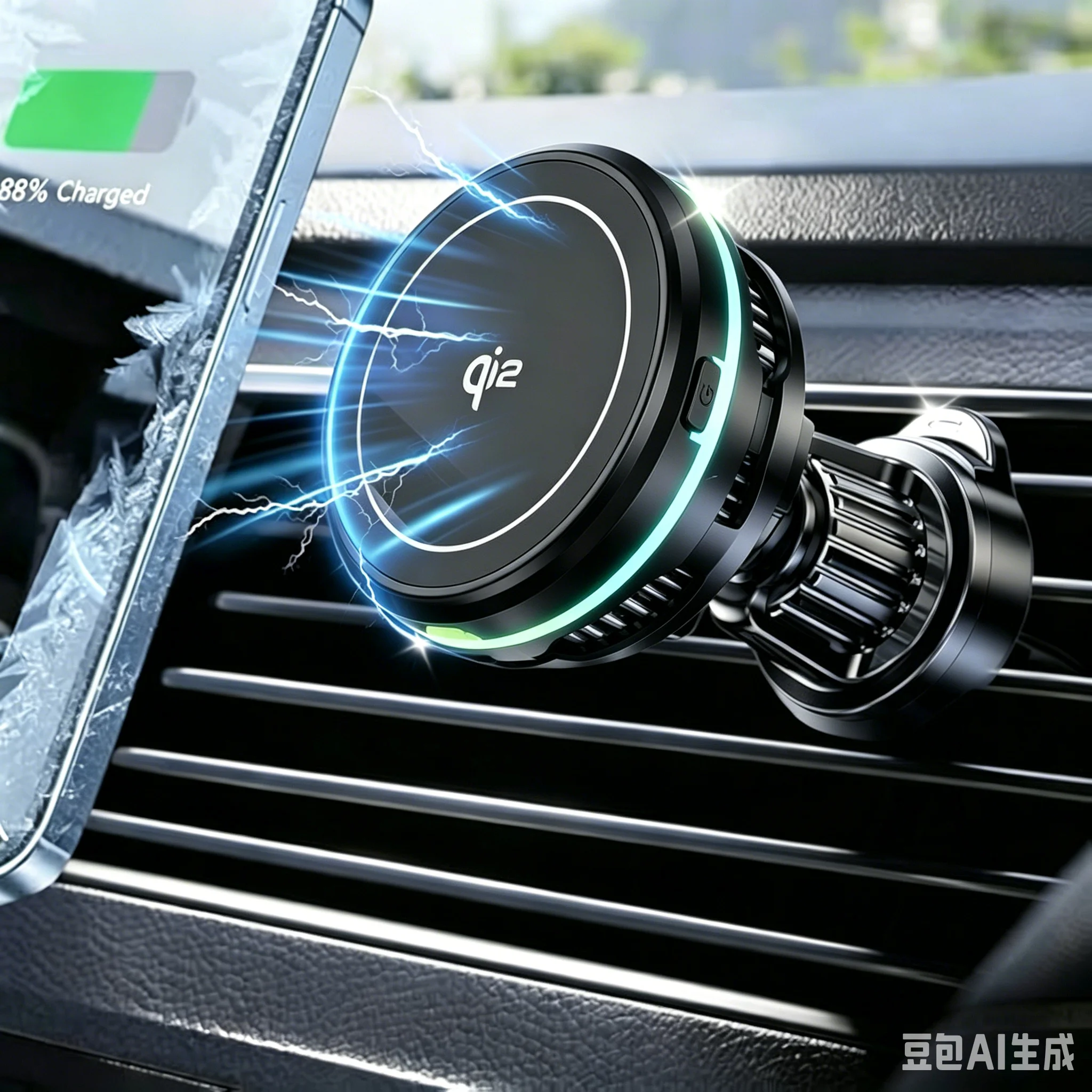 

Ice Cooling Magnetic Wireless Car Charger Fast Charging Station for iPhone 17 16 15 14 13 Pro Max MacSafe Car Phone Holder Stand