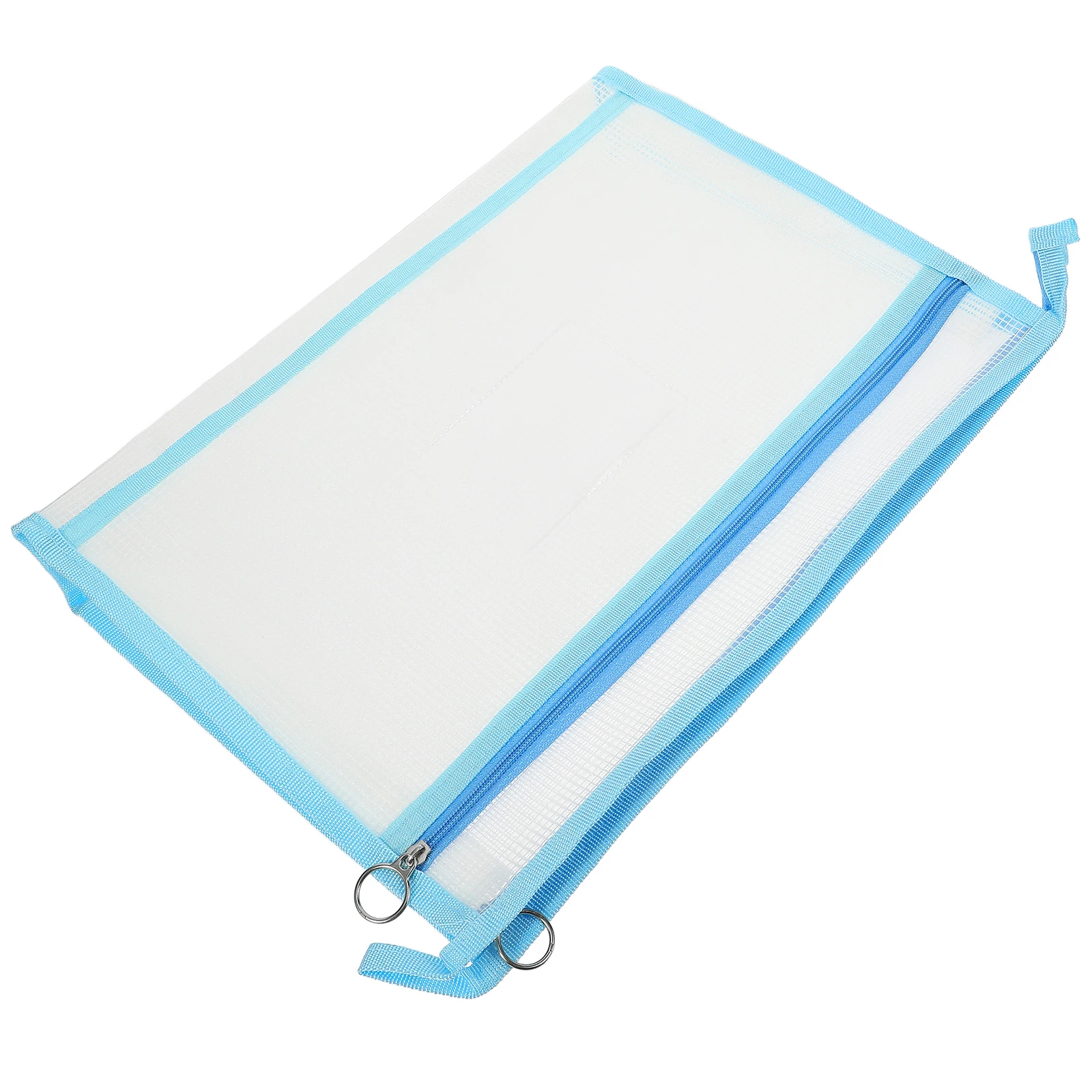 

Zippered Large Capacity File Bag Documents Important Organizer Mesh Sky-blue Storage