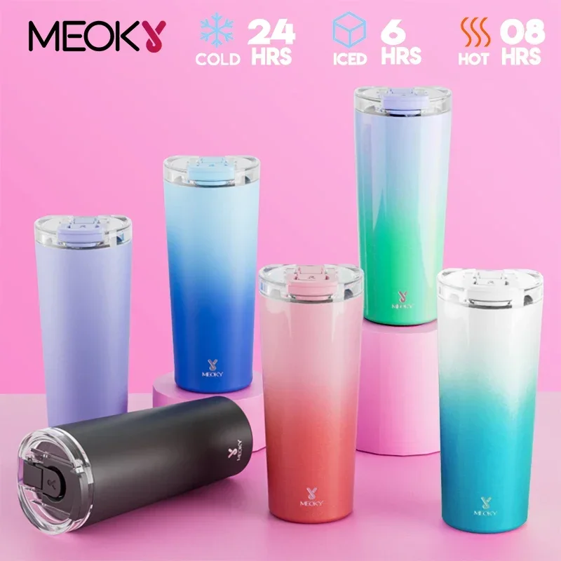 Meoky 24oz Double mouth Large Capacity Stainless Steel Thermos Portable Vacuum Flask Insulated Tumbler Thermo Bottle