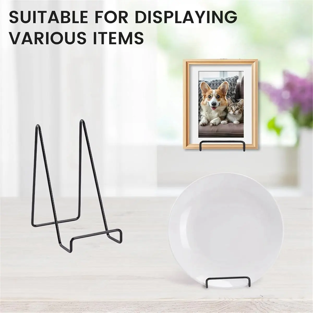 A78I 12 Pack 6 Inch Plate Stands for Display,Book Display Stand,Black Metal Decorative Plate Stand,Small Easels for Display